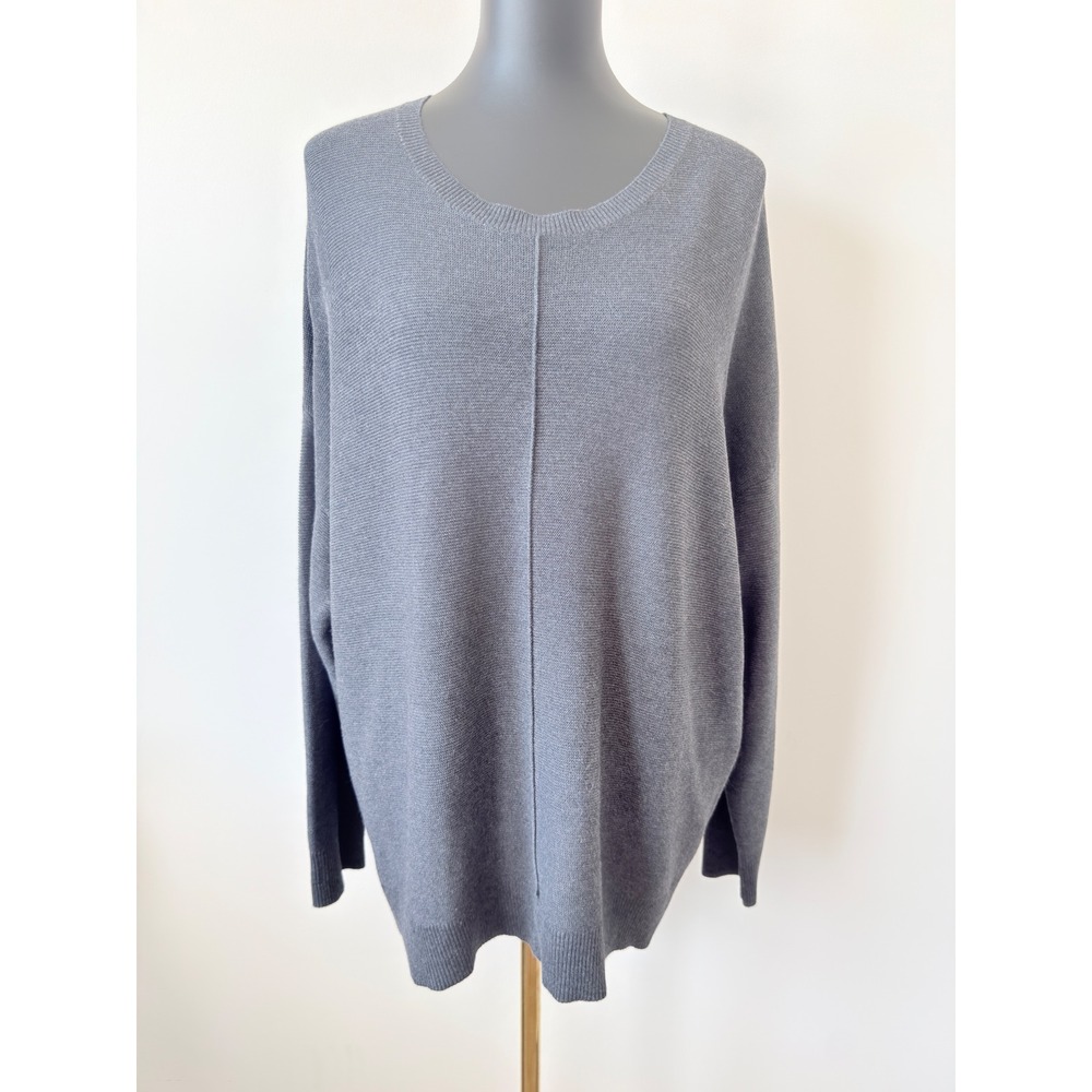 J. Jill Silk Blend Center Seam Scoop Neck Sweater Gray Women 1X Large Plus